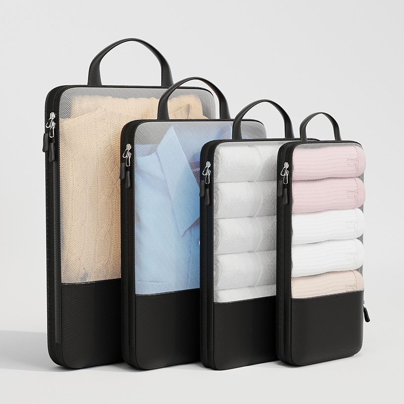 Travel Storage Bag Mu Family Expandable Compression Black Three-piece set (small + medium + extra large)