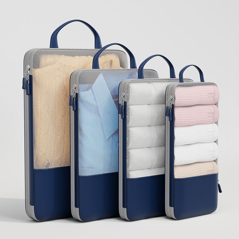 Travel Storage Bag Mu Family Expandable Compression Navy blue Medium size【23*12*34】