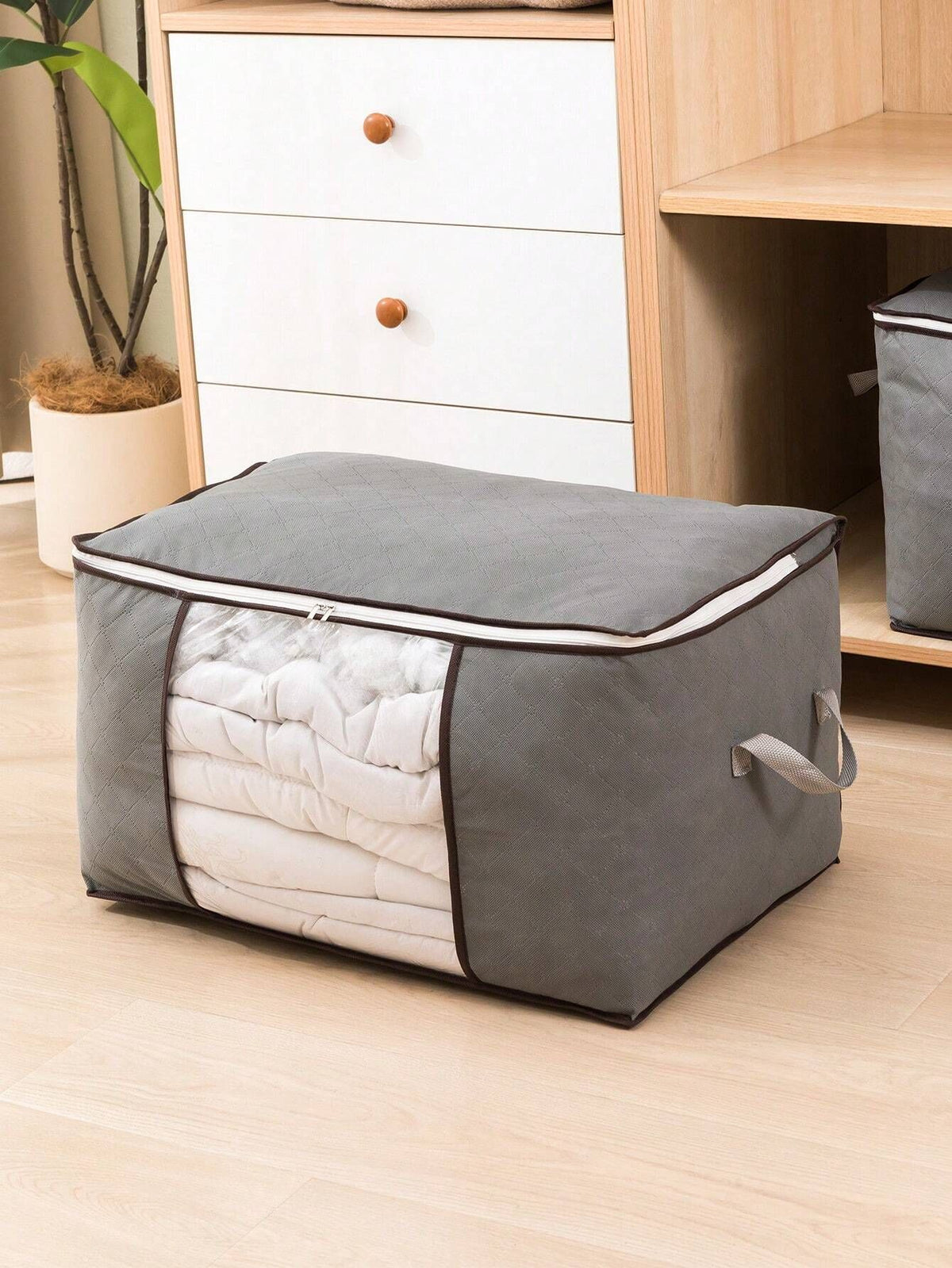 1Pc Large Capacity Non Woven Quilt Storage Bag Travel Moving Packing Bag For Clothes Luggage Seasonal Storage Organization Home Bedroom Christmas Decor Gift