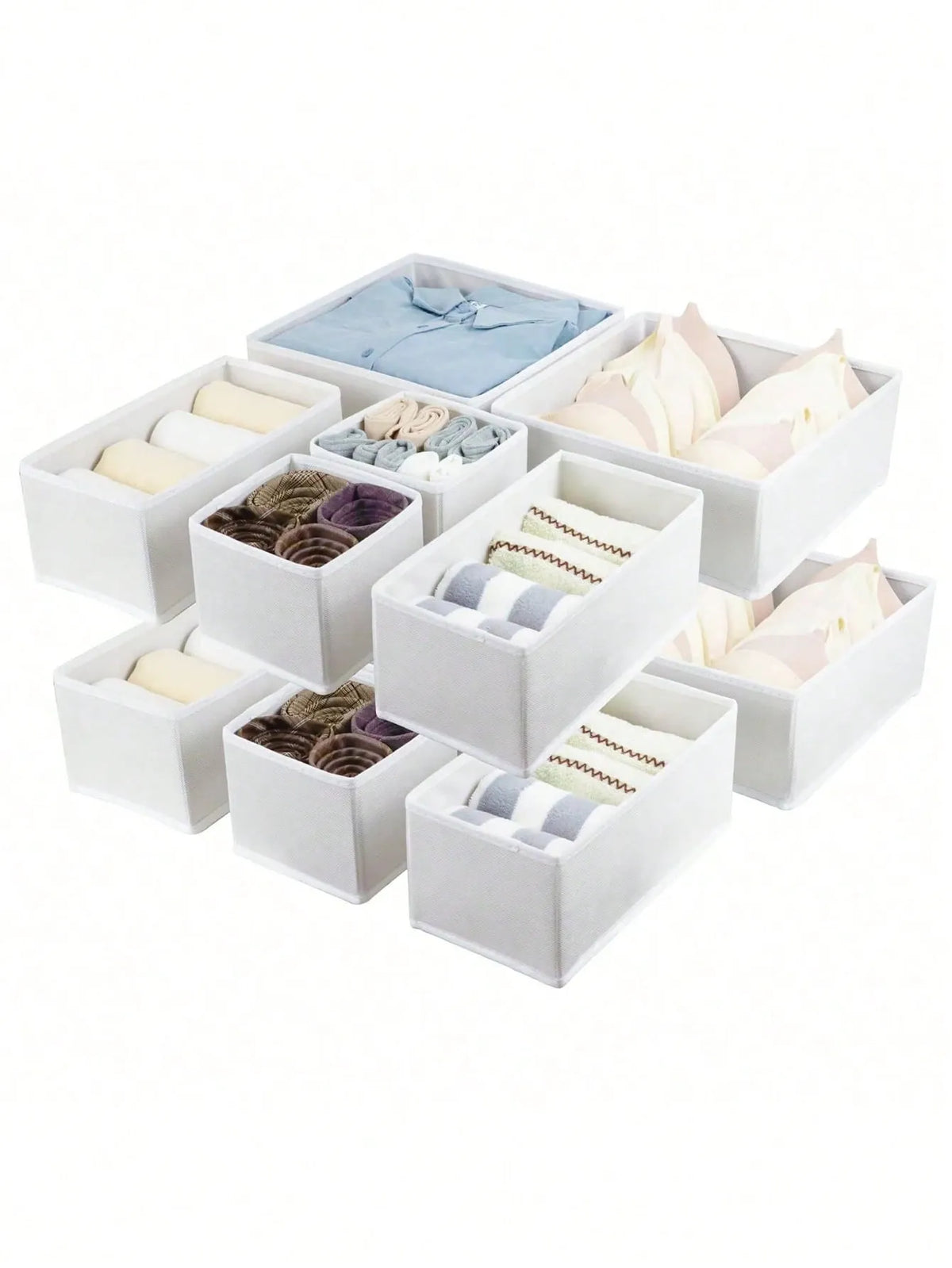6 Packs Foldable Cloth Storage Box Closet Dresser Drawer Organizer Fabric Baskets Bins Containers Divider For Clothes Underwear Bras Socks Lingerie