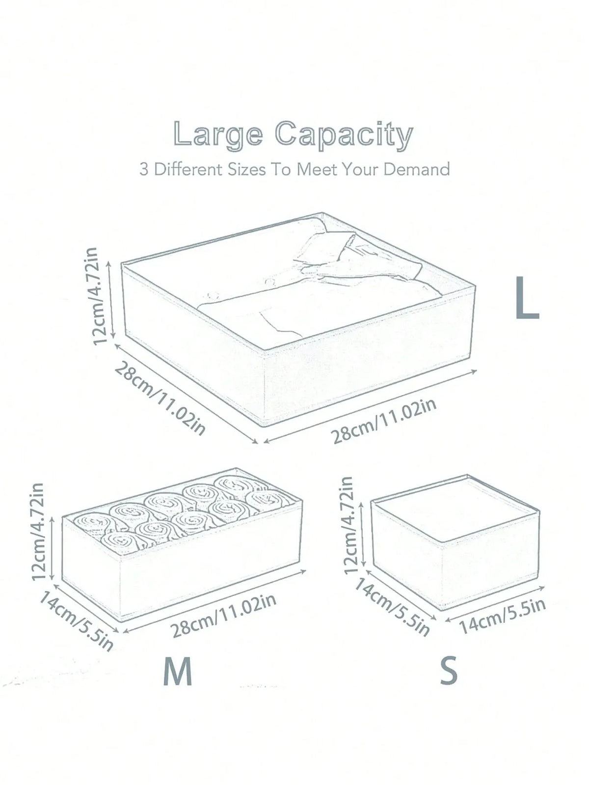 6 Packs Foldable Cloth Storage Box Closet Dresser Drawer Organizer Fabric Baskets Bins Containers Divider For Clothes Underwear Bras Socks Lingerie
