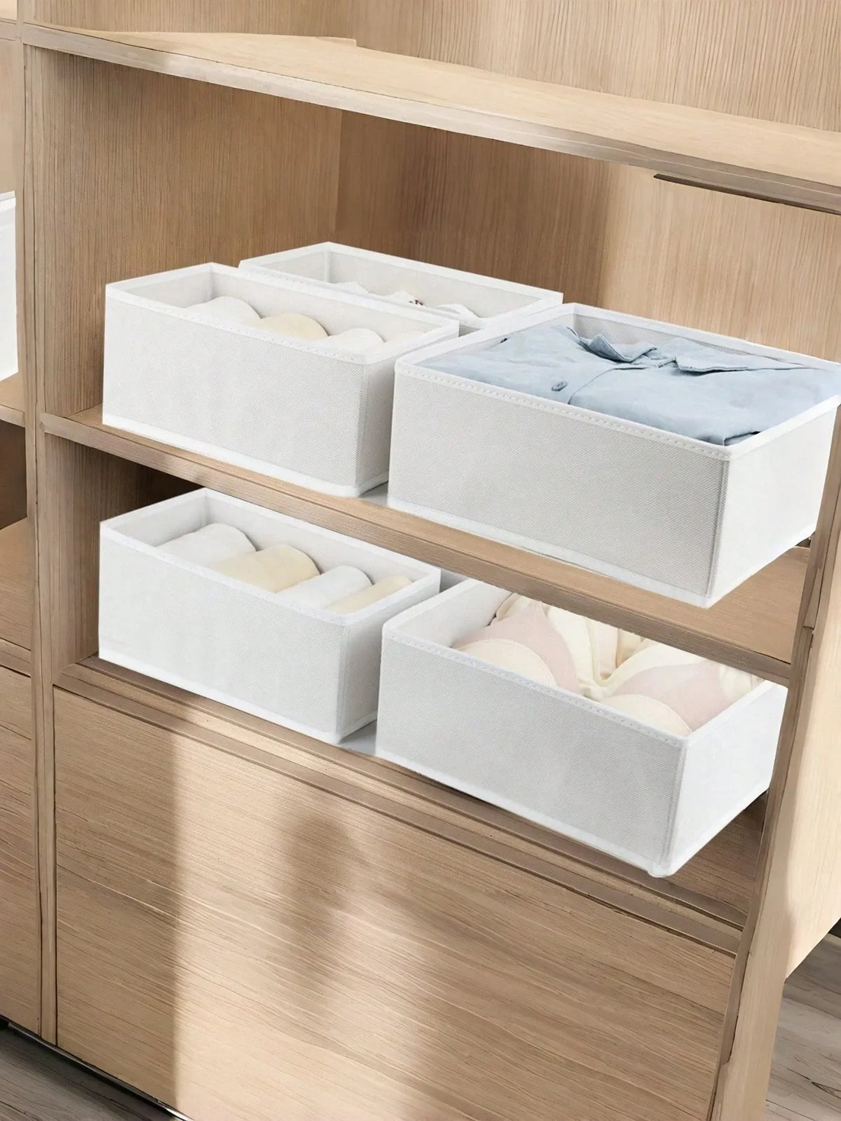 6 Packs Foldable Cloth Storage Box Closet Dresser Drawer Organizer Fabric Baskets Bins Containers Divider For Clothes Underwear Bras Socks Lingerie