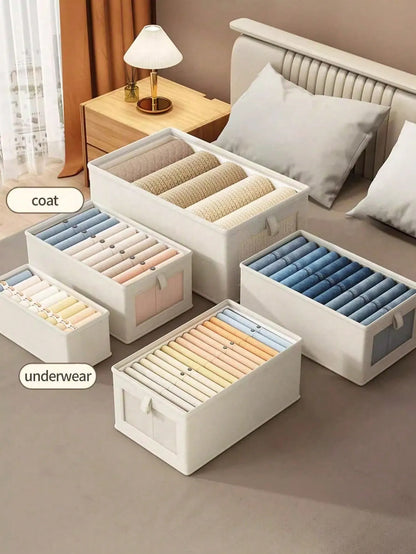 362520cm 2PCS Uncovered With Lid Fabric Clothes Storage Box Foldable Wardrobe Visible Window Garment Storage Case Drawer Style Jeans Organizer