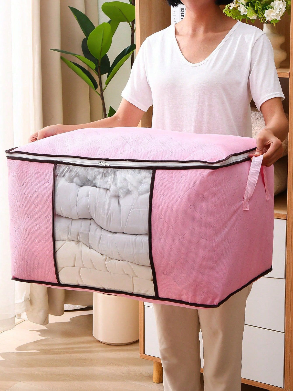 1Pc Large Capacity Non Woven Quilt Storage Bag Travel Moving Packing Bag For Clothes Luggage Seasonal Storage Organization Home Bedroom Christmas Decor Gift