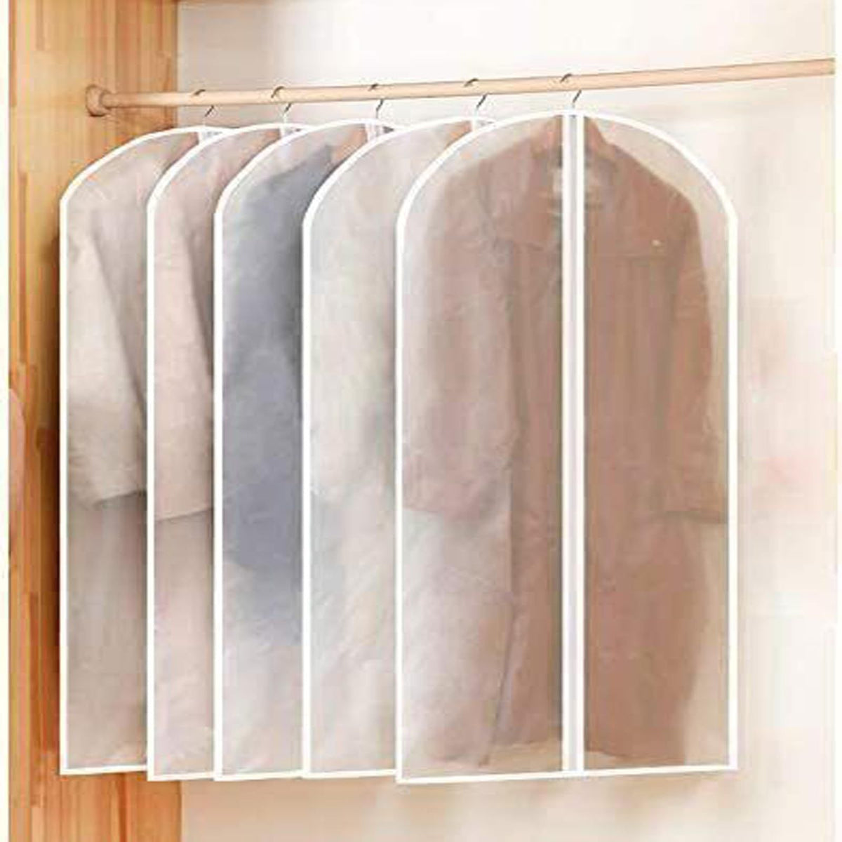 Suit Bags for Closet Storage Hanging Garment Bag 24''X40'' Lightweight Clear Full Zipper Suit Bags (Set of 5)