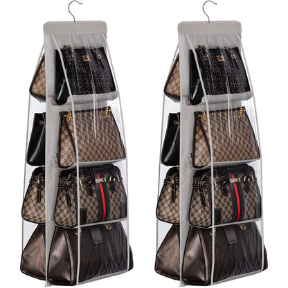 Handbag Hanging Purse Organizer for Closet, 8 Pocket Handbag Storage Organizer Hanger Oxford Cloth Closet Organizer for Family