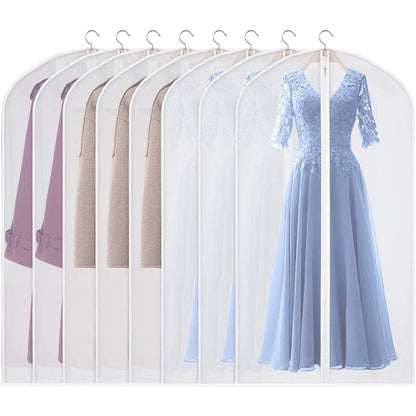 Garment Bags Dress Bag for Storage Dust-Proof Suit Protector Cover Bag with Zipper for Long Dresses, Suit Set of 10