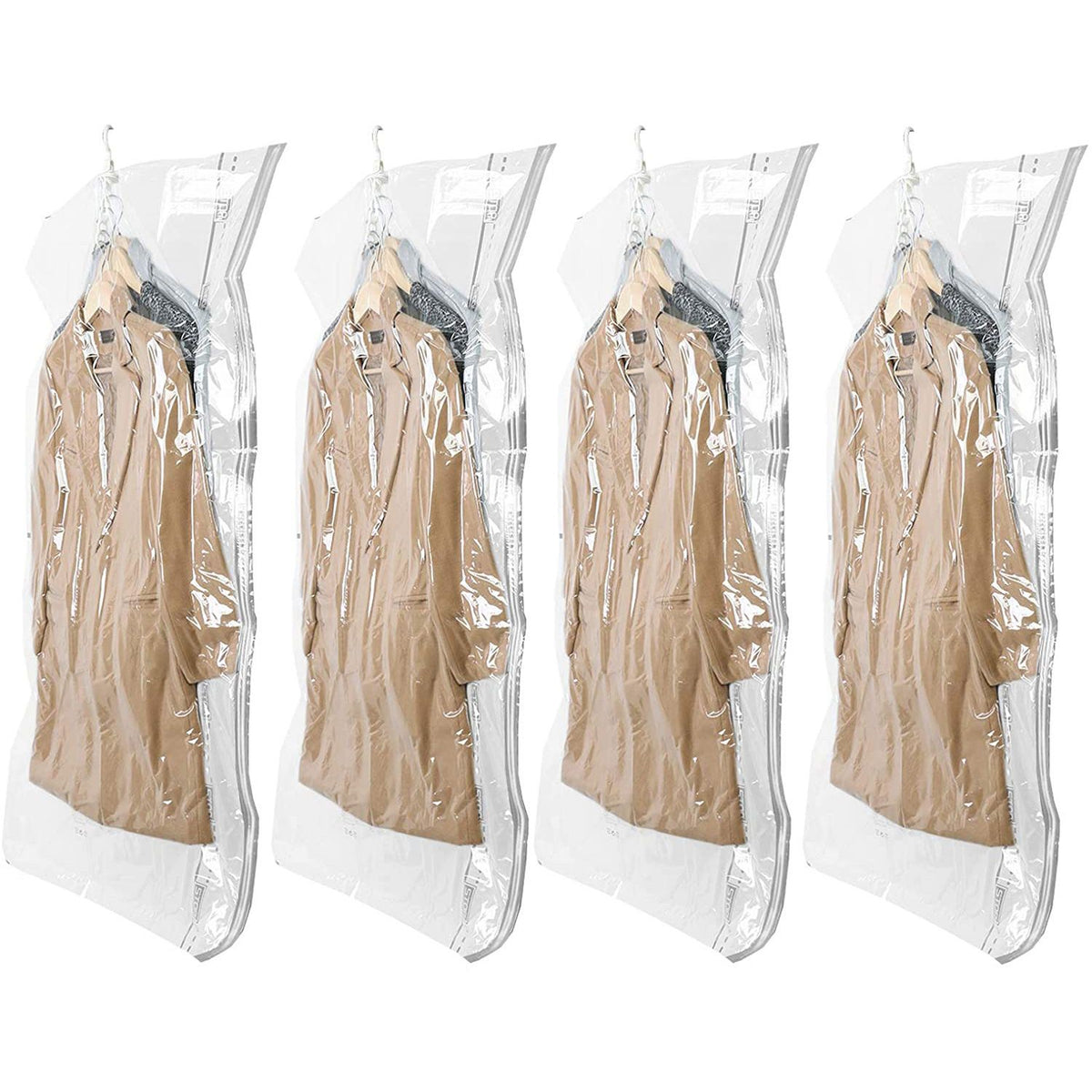 Hanging Vacuum Storage Bags Space Saver Bags for Clothes, 4 PackVacuum Seal Storage Bag for Suits, Coats or Jackets