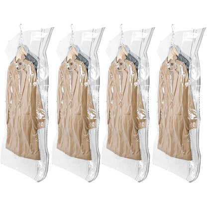 Hanging Vacuum Storage Bags Space Saver Bags for Clothes, 4 PackVacuum Seal Storage Bag for Suits, Coats or Jackets