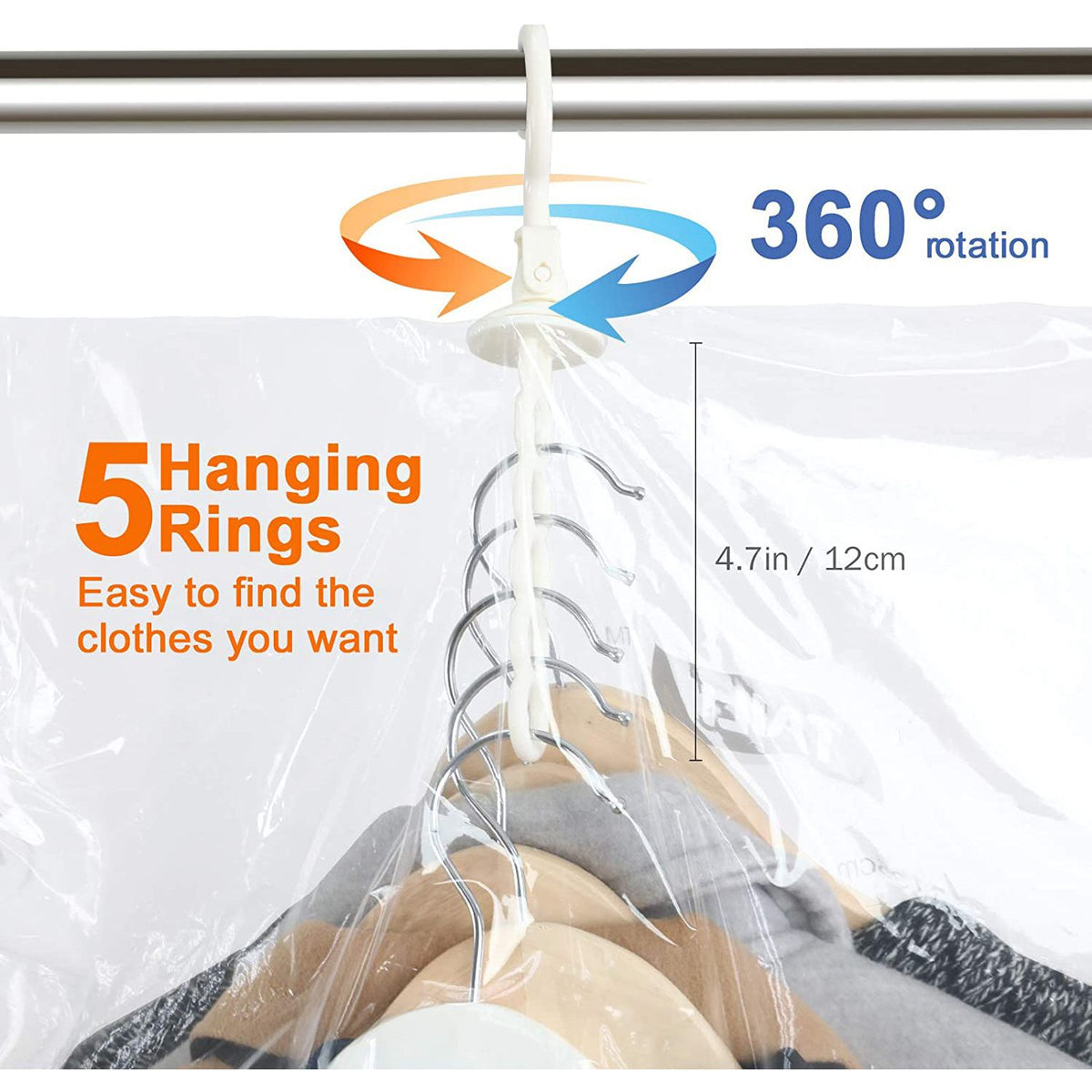 Hanging Vacuum Storage Bags Space Saver Bags for Clothes, 4 PackVacuum Seal Storage Bag for Suits, Coats or Jackets