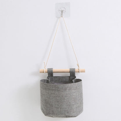 Cotton Linen Fabric Closet Detachable Foldable Washable Hanging Storage Bag with 3 Pockets Over The Wall Door Organizer for Room