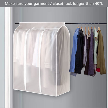 Large Translucent Frosted Garment Rack Cover Bags Clothing Storage Bag with Zipper for Hanging Shirts,Seal Closets to Protect
