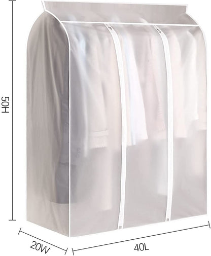 Large Translucent Frosted Garment Rack Cover Bags Clothing Storage Bag with Zipper for Hanging Shirts,Seal Closets to Protect