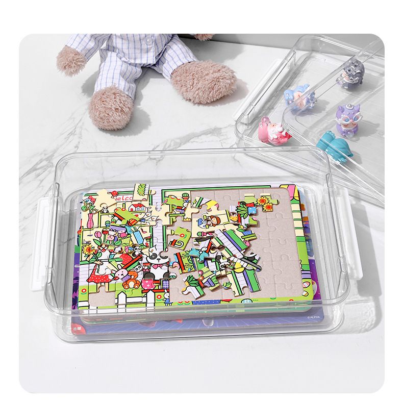 2 PCS Plastic Storage Bins with Lids and Latches, Portable Project Case for Drawers, Clear Stackable File Box for Documents