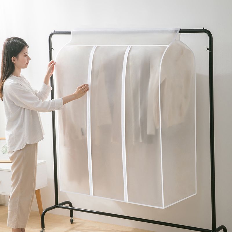 50'' Garment Bags for Hanging Clothes, Large Translucent Frosted Garment Rack Cover Bags Clothing Storage Bag with Zipper