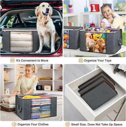 70L Large Storage Bags, Clothes Storage Bins Foldable Closet Organizers Storage Containers with Reinforced Handle for Clothing