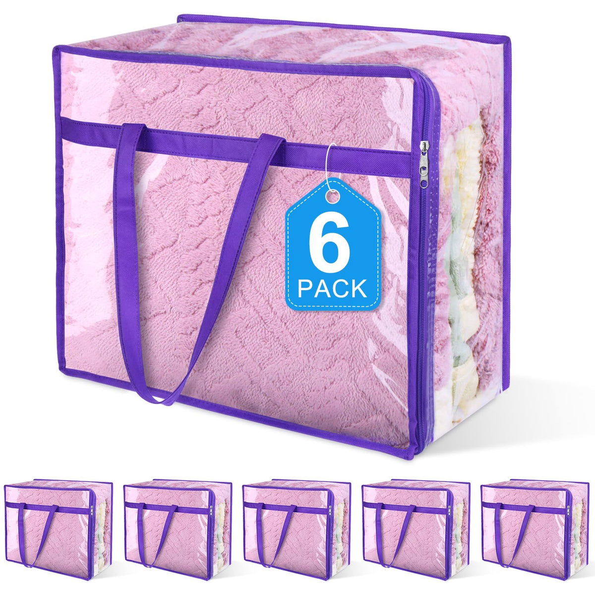 Clear Zippered Storage Bags for Clothes,40L Closet Organizers and Storage Containers Vinyl Moving Bag for Bedding, Linen
