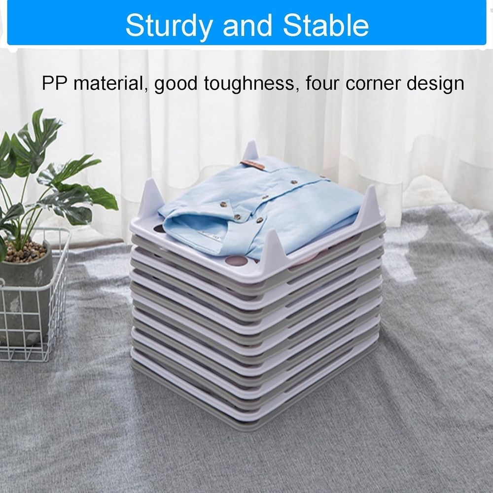 10CPS Stackable Clothing Organizer, 13”*10” Clothes Folder with Interlocking Shirt Folding Boards & Shelf Dividers, Space-Saving Wardrobe Organizer for T-Shirts, Jeans