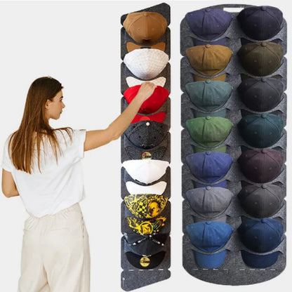 Hat Storage Hanging Bag Baseball Cap Storage Artifact Display Multi-layer Grid Daily Household Hanging Door Back Wall Felt Hanging