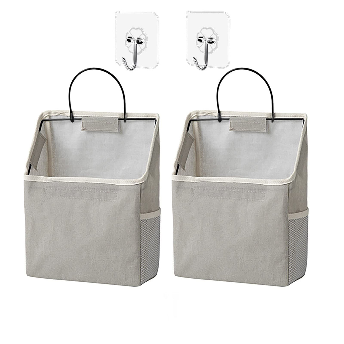 2 pc Wall Hanging Storage Bag, Hanging Organizer Bag with Sticky Hook, Wall Organizer for Dormitory Bathroom Bedroom Kitchen