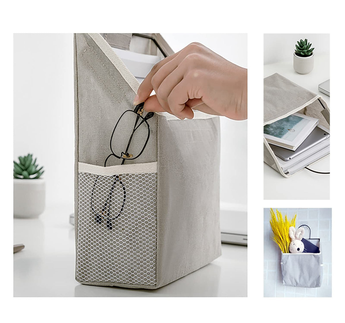 2 pc Wall Hanging Storage Bag, Hanging Organizer Bag with Sticky Hook, Wall Organizer for Dormitory Bathroom Bedroom Kitchen
