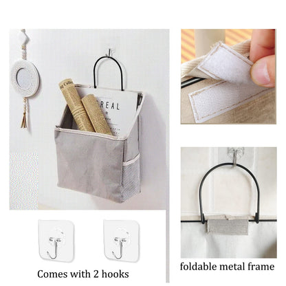 2 pc Wall Hanging Storage Bag, Hanging Organizer Bag with Sticky Hook, Wall Organizer for Dormitory Bathroom Bedroom Kitchen