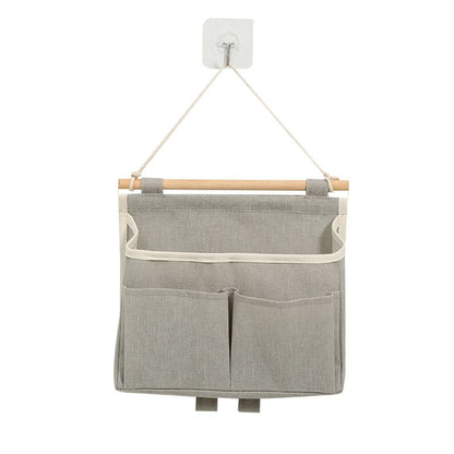 2Pcs Over Door Hanging Storage Bags Wall Mount Hangable Organizer， Waterproof Linen Cotton Fabric Living Room Bedroom Bathroom