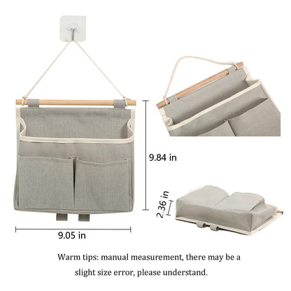 2Pcs Over Door Hanging Storage Bags Wall Mount Hangable Organizer， Waterproof Linen Cotton Fabric Living Room Bedroom Bathroom
