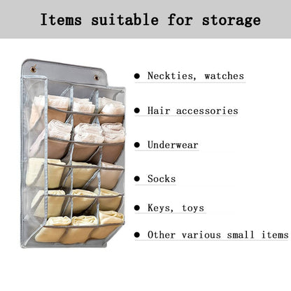 Durable Wardrobe Hanging Sock Organizer with 15 3D Mesh Pockets, 1 Pack, Space-saving Storage Hanging Bag for Underpants