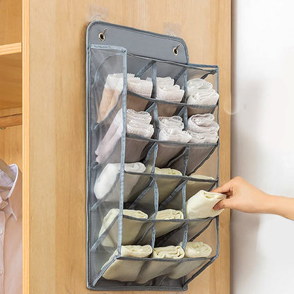 Durable Wardrobe Hanging Sock Organizer with 15 3D Mesh Pockets, 1 Pack, Space-saving Storage Hanging Bag for Underpants