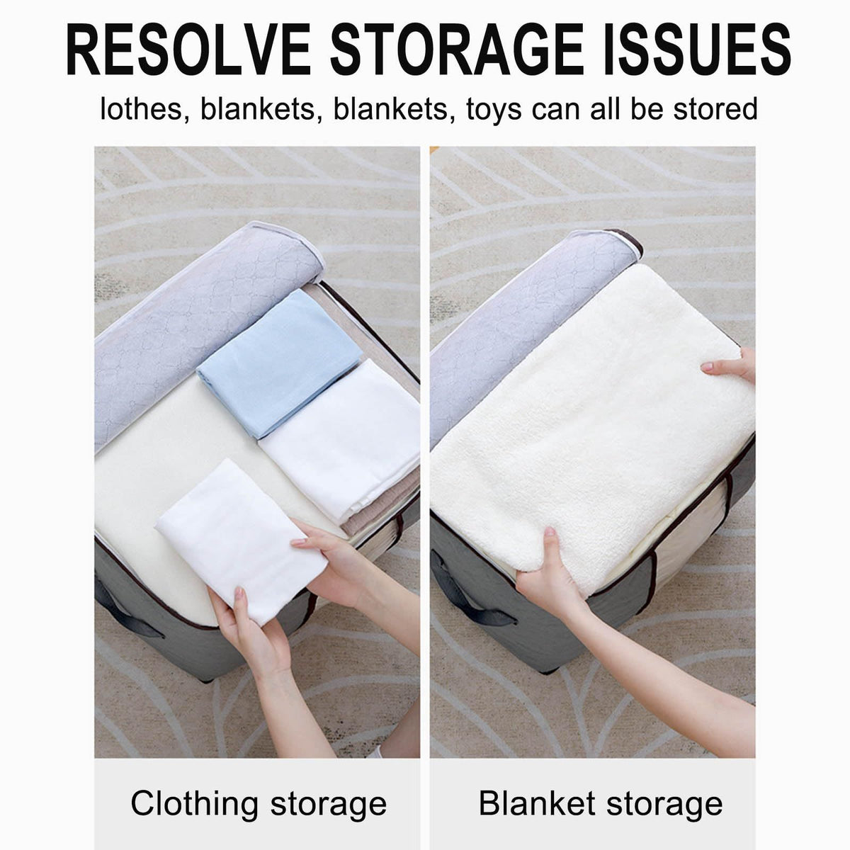 Large Capacity Clothes Storage Bag - Non-woven Clothes Quilt Storage Bag - Foldable Wardrobe Storage With Sturdy Zipper