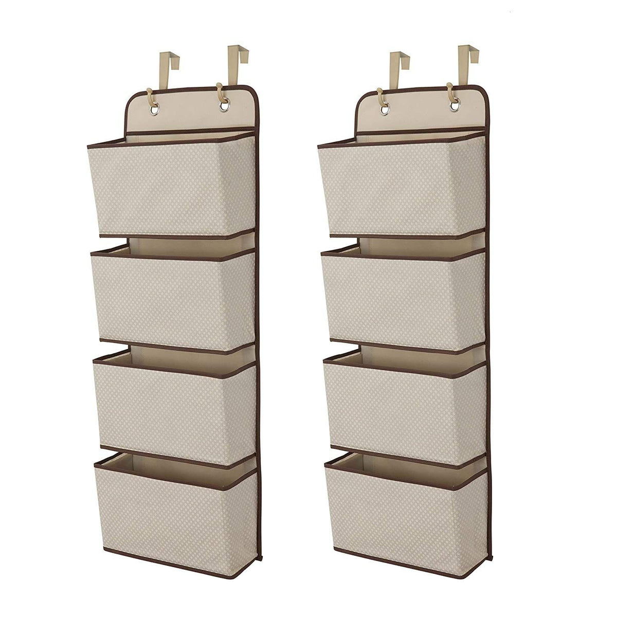 Children 4 Pocket Over The Door Hanging Organizer - 2 Pack, Easy Storage/Organization Solution - Versatile and Accessible, Beige