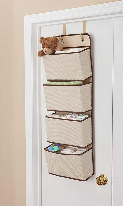 Children 4 Pocket Over The Door Hanging Organizer - 2 Pack, Easy Storage/Organization Solution - Versatile and Accessible, Beige