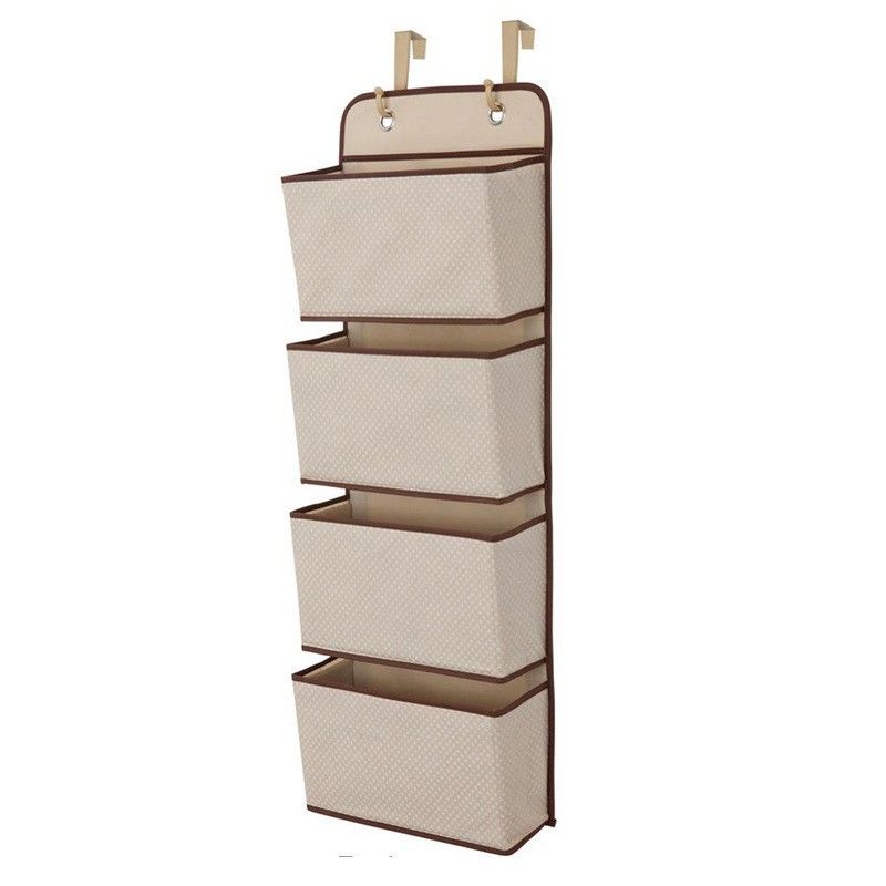 Children 4 Pocket Over The Door Hanging Organizer - 2 Pack, Easy Storage/Organization Solution - Versatile and Accessible, Beige