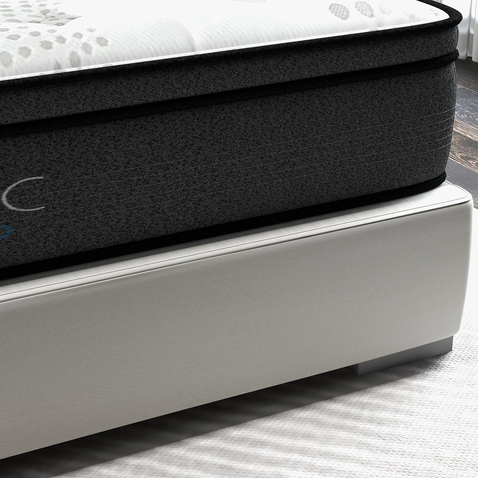 Luxopedic Pocket Spring Mattress 5 Zone 32CM Euro Top Memory Foam Medium Firm - Double - White Grey - Furniture >