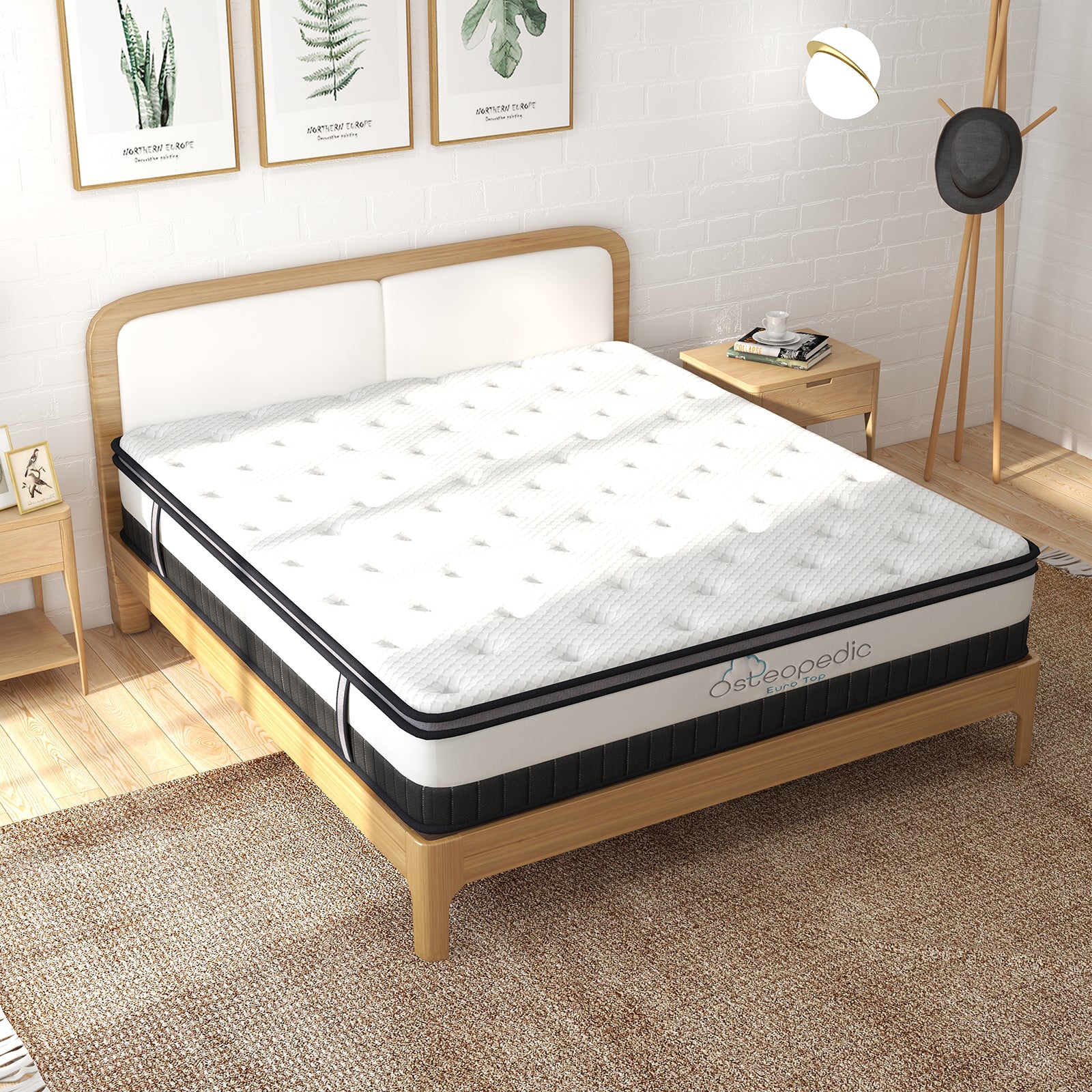 Osteopedic Euro Top Mattress Pocket Spring Medium Firm Hybrid Design Bed 30CM - King - White - Fashion > Women’s
