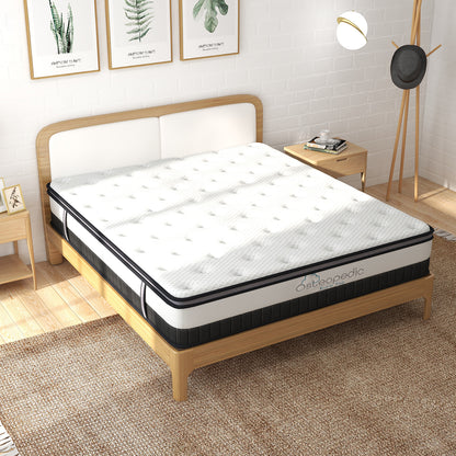Osteopedic Euro Top Mattress Pocket Spring Medium Firm Hybrid Design Bed 30CM - King - White - Fashion > Women’s