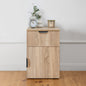 PORTO BEDSIDE TABLE - NATURAL OAK - SLIM - PULL BLACK