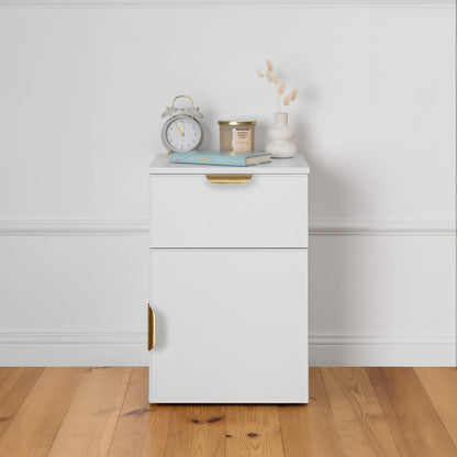 PORTO BEDSIDE TABLE - WHITE - SLIM - PULL BRASS