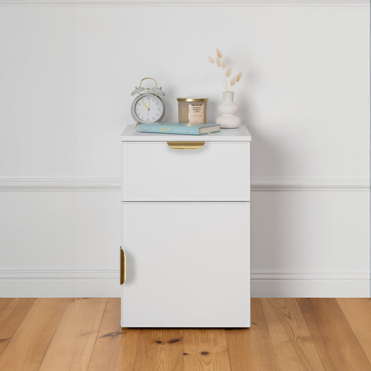 PORTO BEDSIDE TABLE - WHITE - SLIM - PULL BRASS