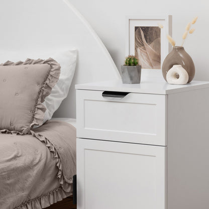 PORTO BEDSIDE TABLE - WHITE - HAMPTONS - PULL BLACK
