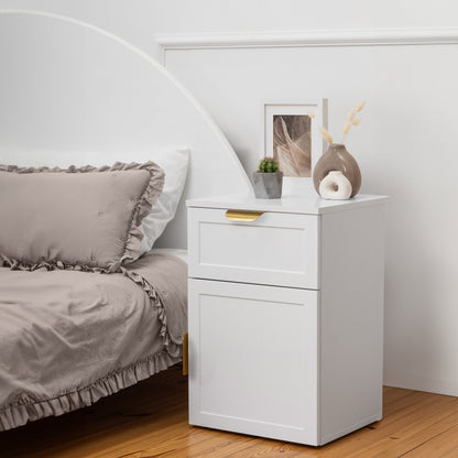 PORTO BEDSIDE TABLE - WHITE - HAMPTONS - PULL BRASS
