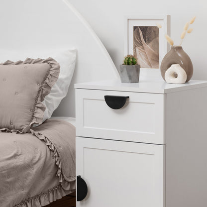 PORTO BEDSIDE TABLE - WHITE - HAMPTONS - HALF MOON BLACK