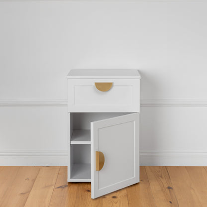 PORTO BEDSIDE TABLE - WHITE - HAMPTONS - HALF MOON BRASS