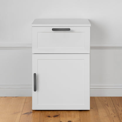 PORTO BEDSIDE TABLE - WHITE - HAMPTONS - OVAL BLACK