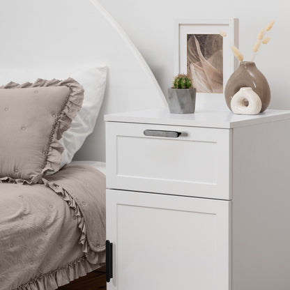 PORTO BEDSIDE TABLE - WHITE - HAMPTONS - OVAL BLACK