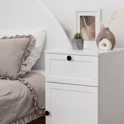 PORTO BEDSIDE TABLE - WHITE - HAMPTONS - ROUND BLACK