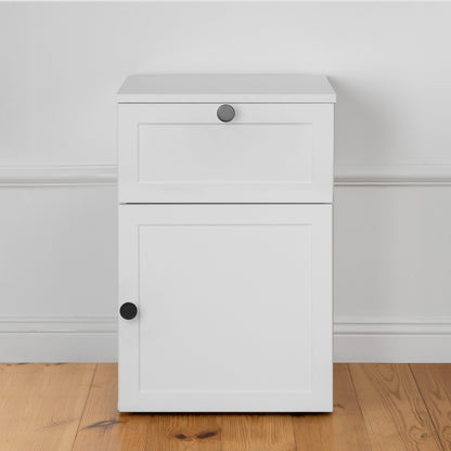 PORTO BEDSIDE TABLE - WHITE - HAMPTONS - ROUND BLACK
