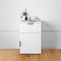 PORTO BEDSIDE TABLE - WHITE - VJ PANEL - PULL BRASS