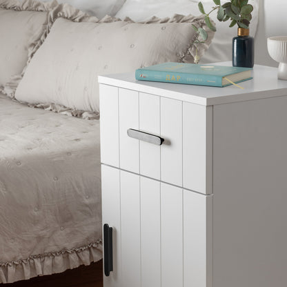 PORTO BEDSIDE TABLE - WHITE - VJ PANEL - OVAL BLACK